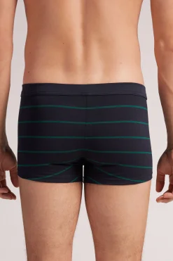 Boxer Cotone Superior Stampa Righe Blu Verde