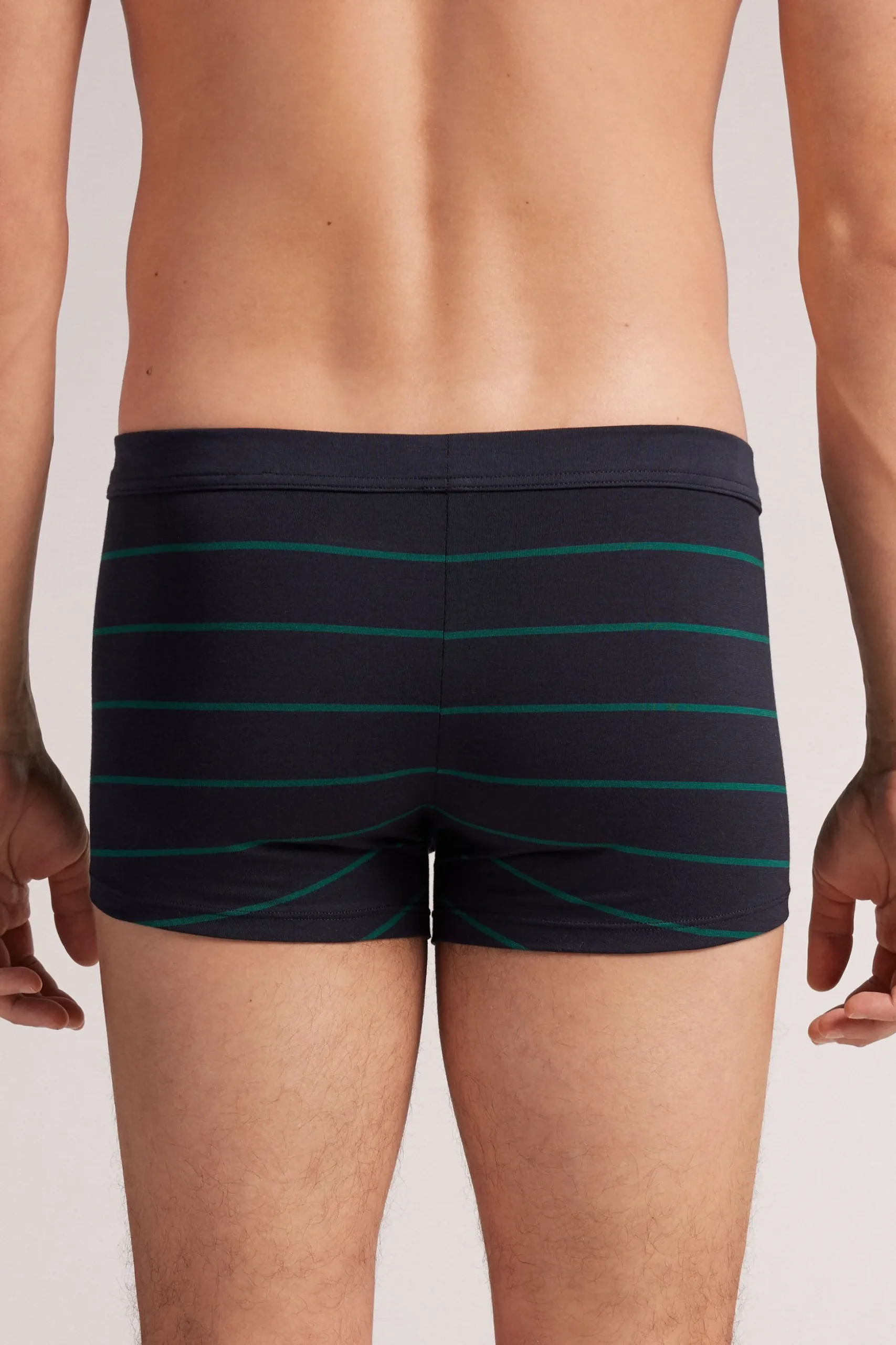 Boxer Cotone Superior Stampa Righe Blu Verde
