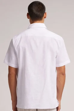 Camicia a Manica Corta in Lino e Cotone
