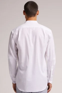 Camicia Collo Coreana in Lino e Cotone