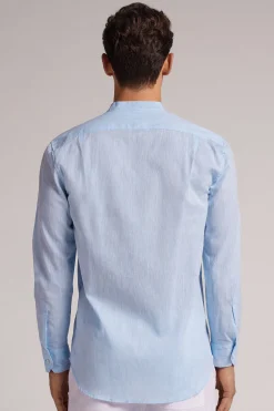 Camicia Collo Coreana in Lino e Cotone