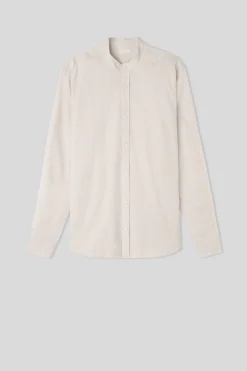 Camicia Collo Coreana in Lino e Cotone