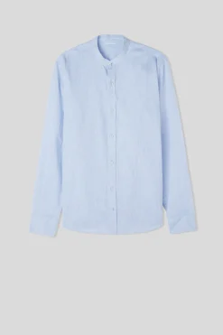 Camicia Collo Coreana in Lino e Cotone