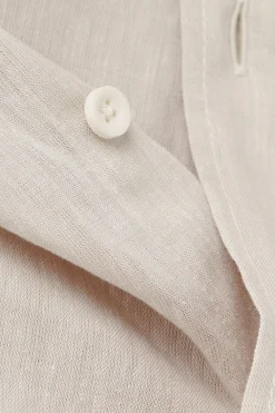 Camicia Collo Coreana in Lino e Cotone