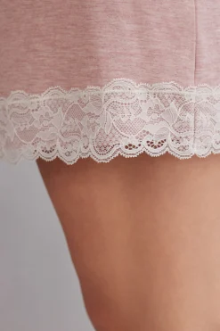 Camicia da Notte a Maniche Corte con Dettagli in Pizzo