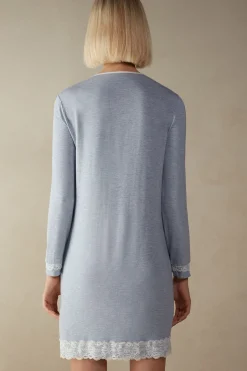 Camicia da Notte Aperta con Dettagli in Pizzo
