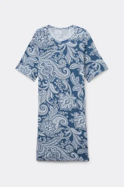 Camicia da Notte Manica Corta in Viscosa di Bamboo Flower Paisley