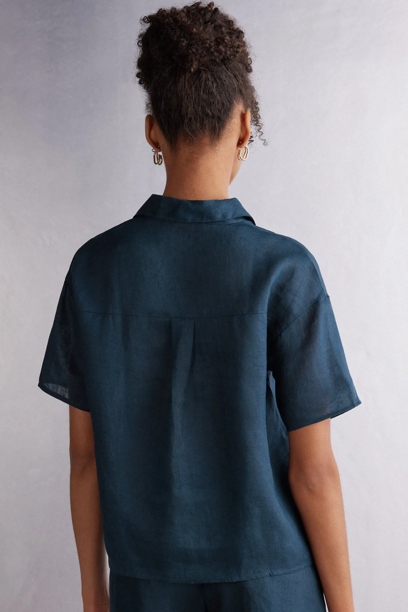Camicia Manica Corta in Tela di Lino