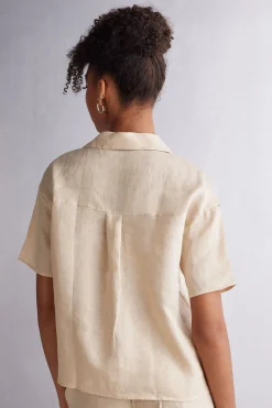 Camicia Manica Corta in Tela di Lino