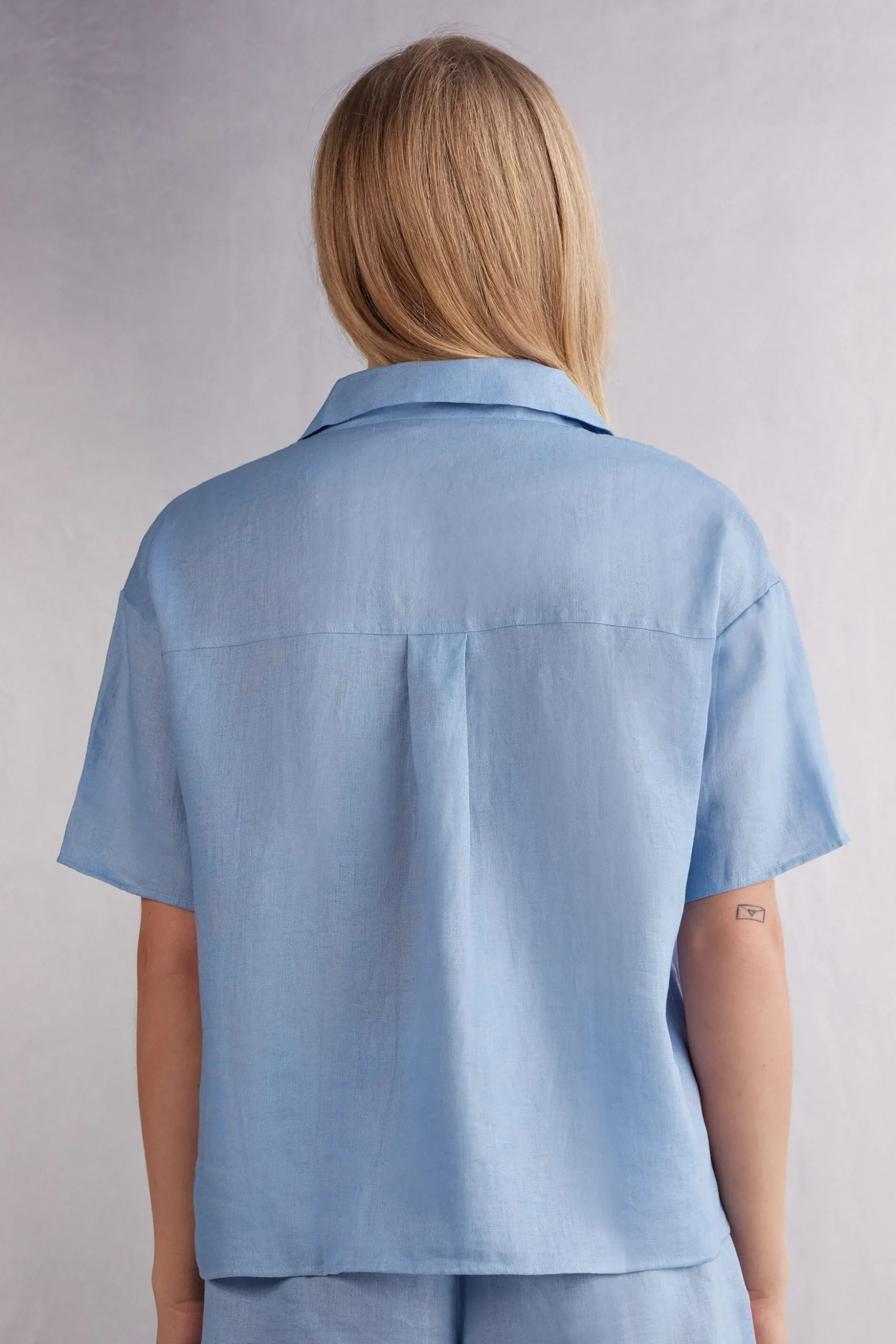 Camicia Manica Corta in Tela di Lino