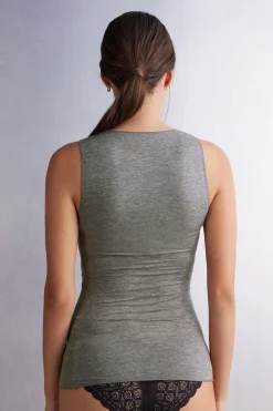 Canotta Spalla Larga in Modal Ultralight con Cashmere