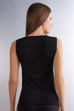 Canotta Spallina Larga Wool & Cotton