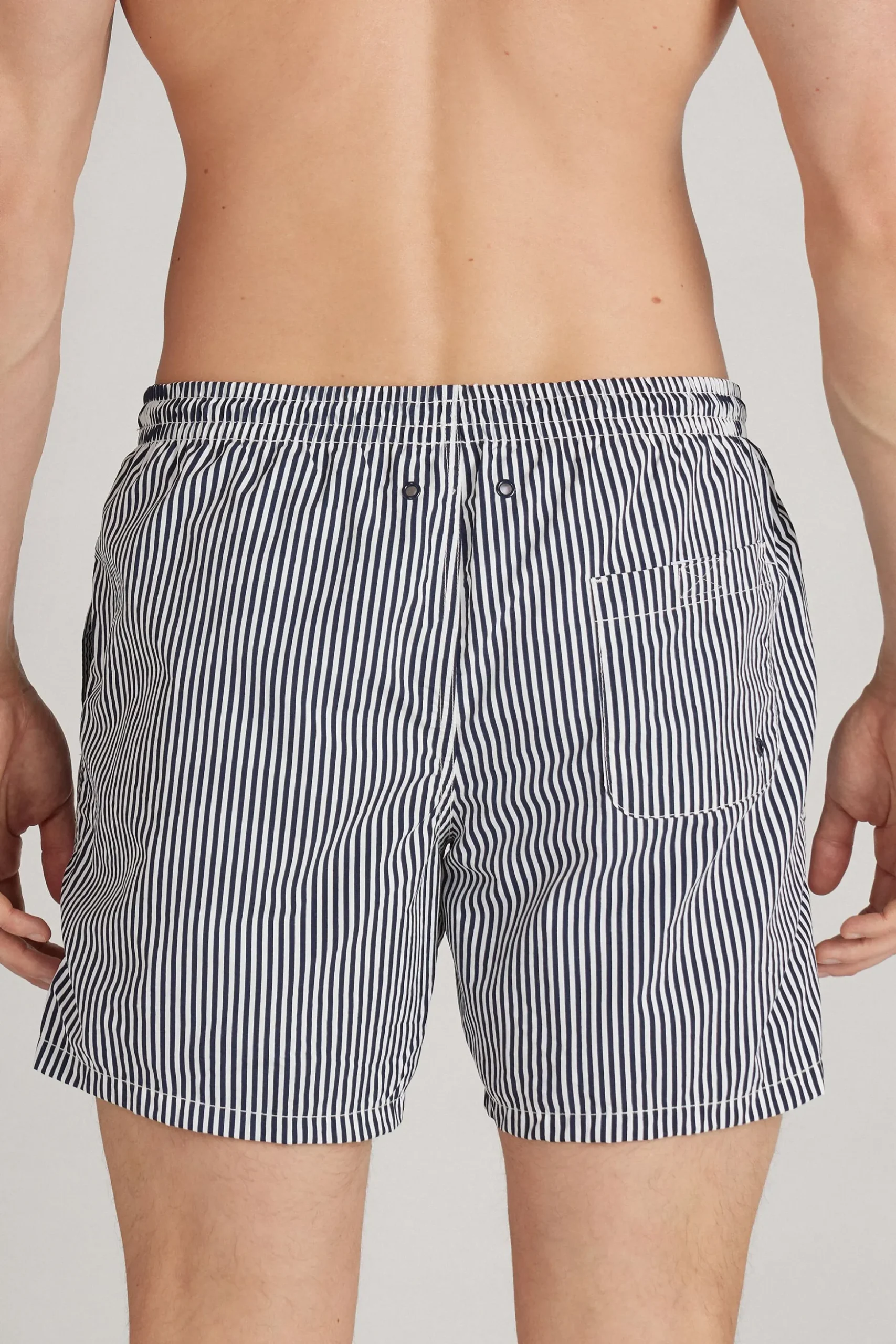 Costume Boxer Mare Stampa Riga Blu