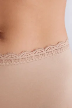 Culotte a Vita Alta in Cotone e Pizzo