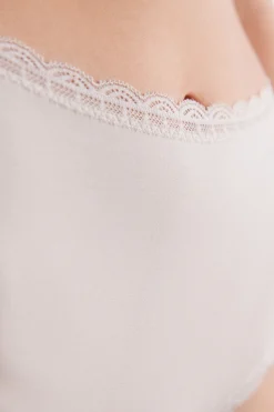 Culotte a Vita Alta in Cotone e Pizzo
