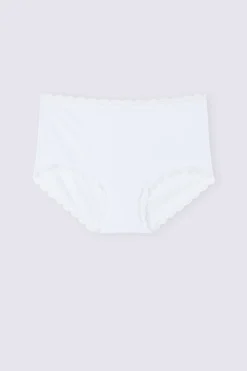 Culotte a Vita Alta in Cotone e Pizzo