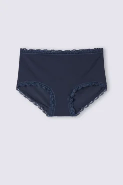 Culotte a Vita Alta in Cotone e Pizzo