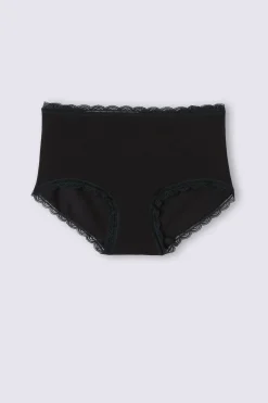 Culotte a Vita Alta in Cotone e Pizzo