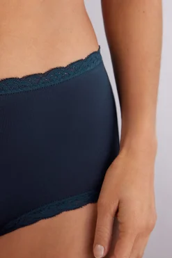 Culotte Vita Alta in Cotone e Pizzo