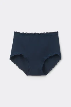 Culotte Vita Alta in Cotone e Pizzo
