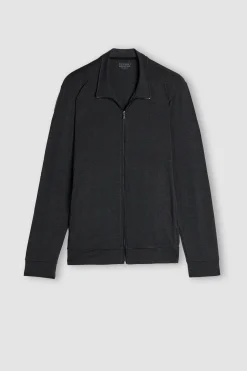Felpa con Zip in Seta e Modal