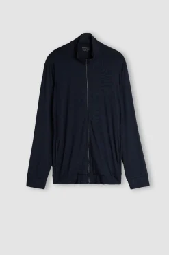 Felpa con Zip in Seta e Modal