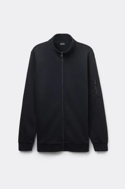Felpa Garzata con Zip e Collo Alto