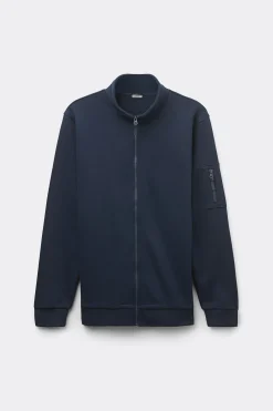 Felpa Garzata con Zip e Collo Alto
