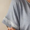 Maglia a Manica Corta in Modal Dettagli Pizzo