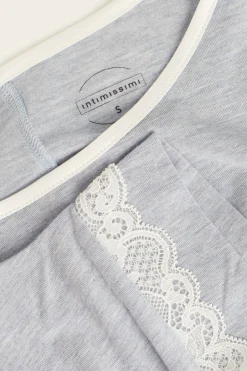 Maglia a Manica Corta in Modal Dettagli Pizzo