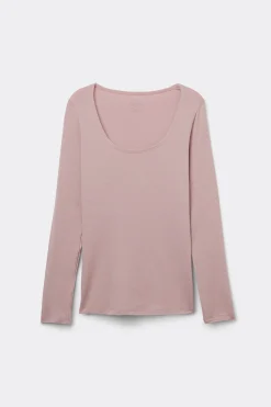 Maglia a Manica Lunga con Scollo a Madonna in Micromodal