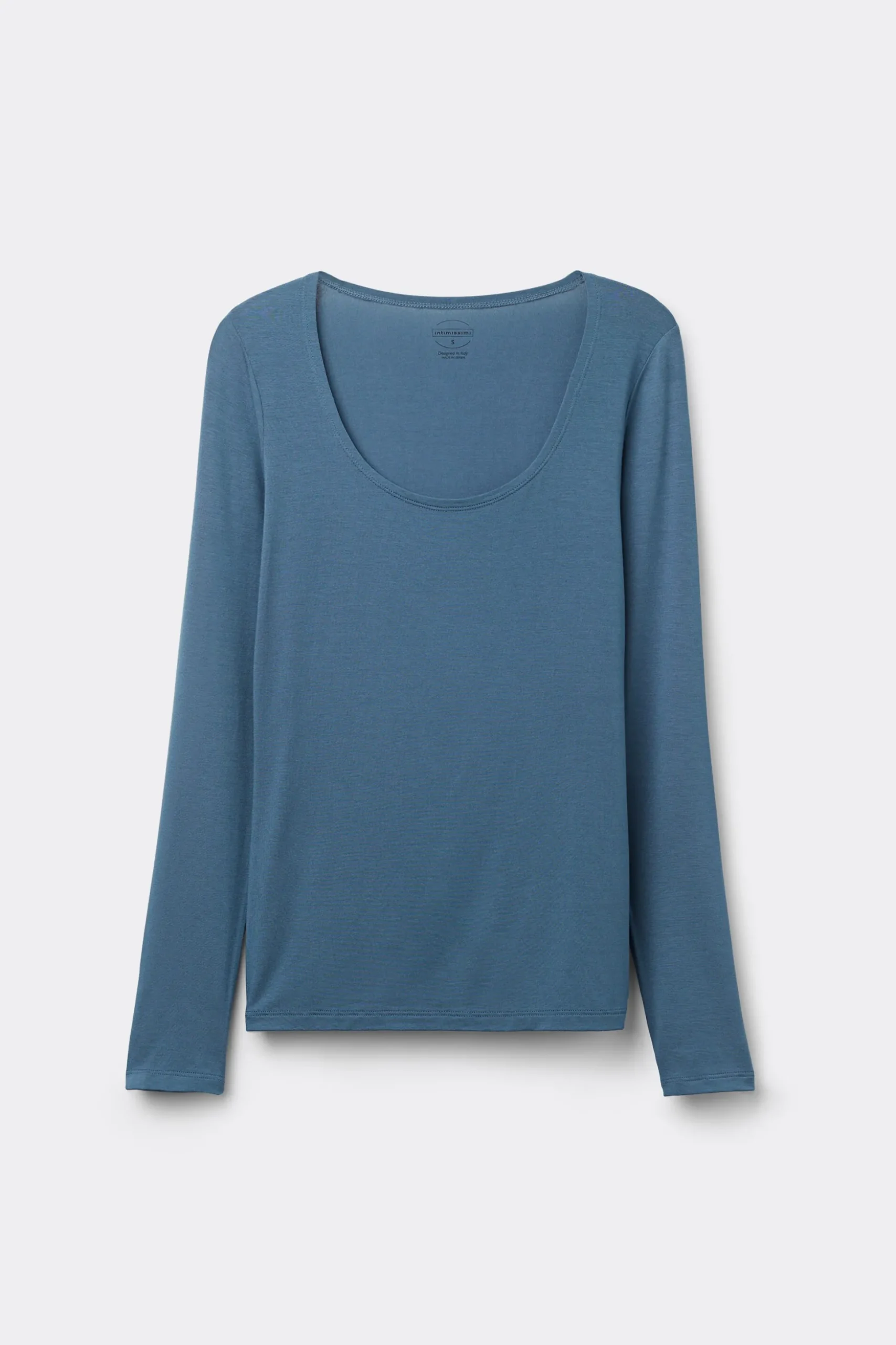Maglia a Manica Lunga con Scollo a Madonna in Micromodal