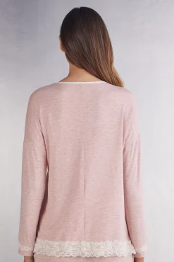 Maglia a Manica Lunga in Modal con Scollo Tondo