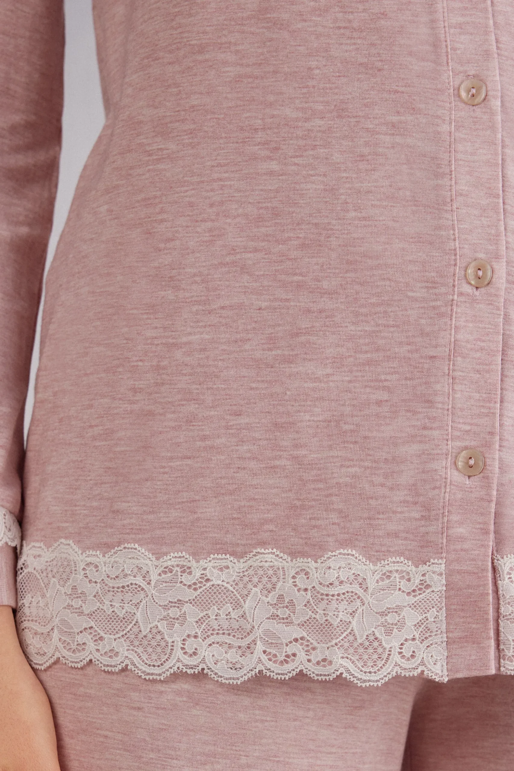 Maglia Aperta Davanti in Modal e Pizzo