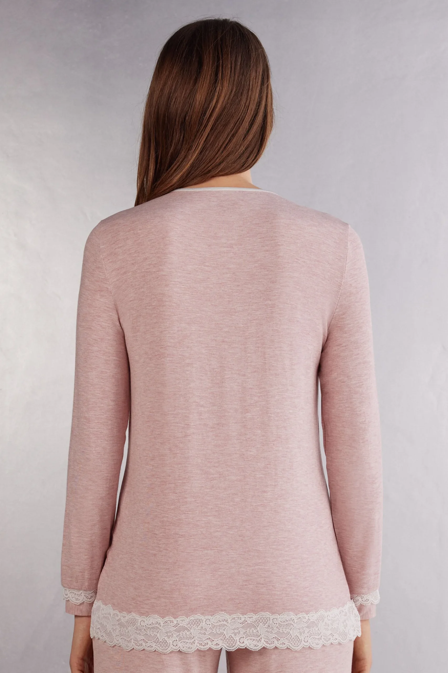 Maglia Aperta Davanti in Modal e Pizzo