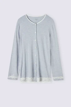 Maglia Aperta Davanti in Modal e Pizzo