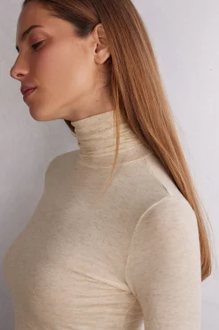 Maglia Collo Alto in Modal Light con Cashmere Lam&egrave;