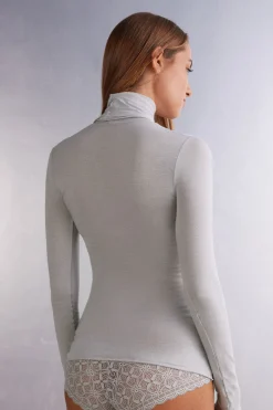 Maglia in Modal Ultralight con Cashmere Collo Alto