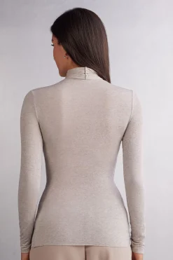 Maglia in Modal Ultralight con Cashmere Collo Alto