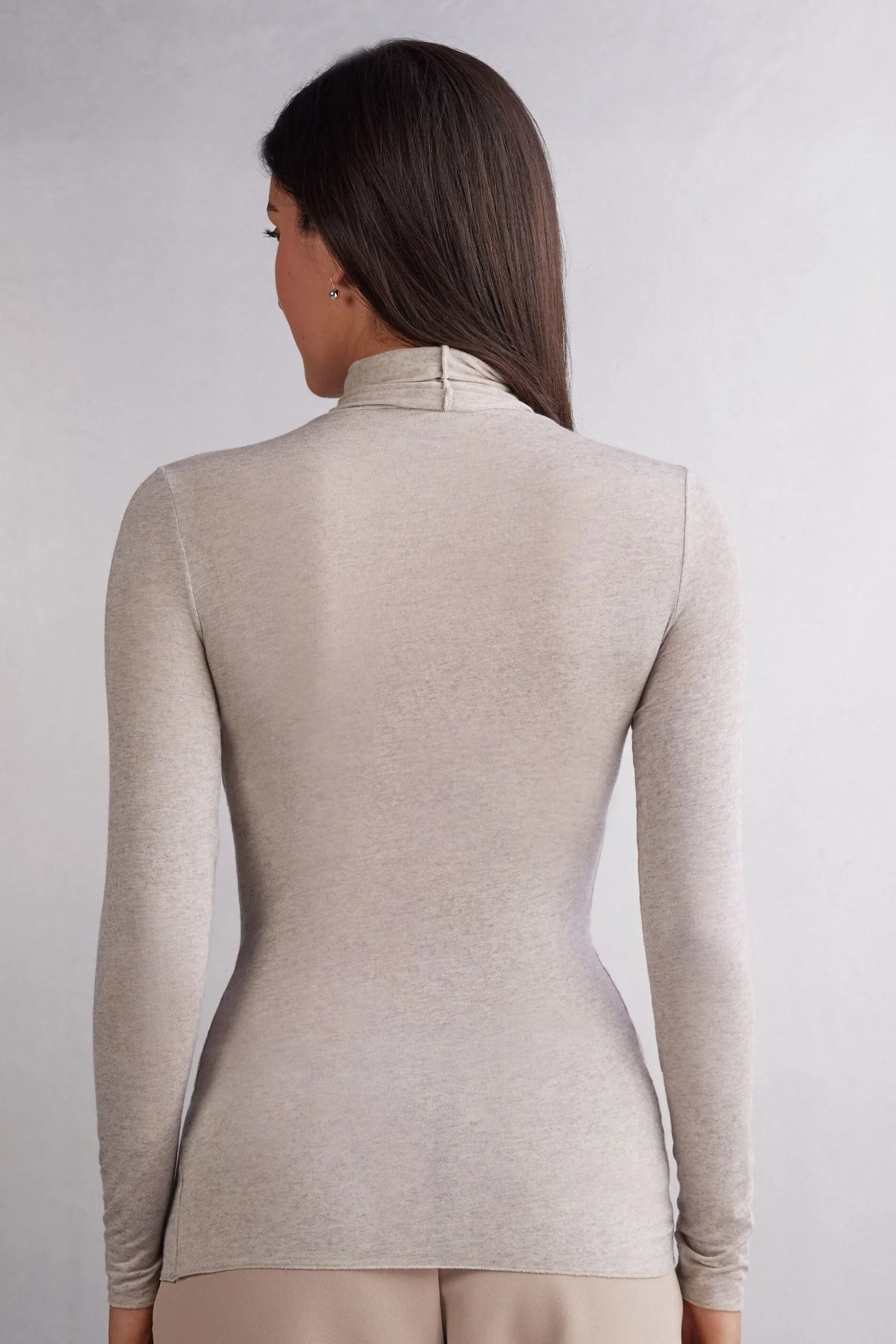 Maglia in Modal Ultralight con Cashmere Collo Alto