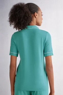 Maglia Manica Corta Aperta Davanti in Modal