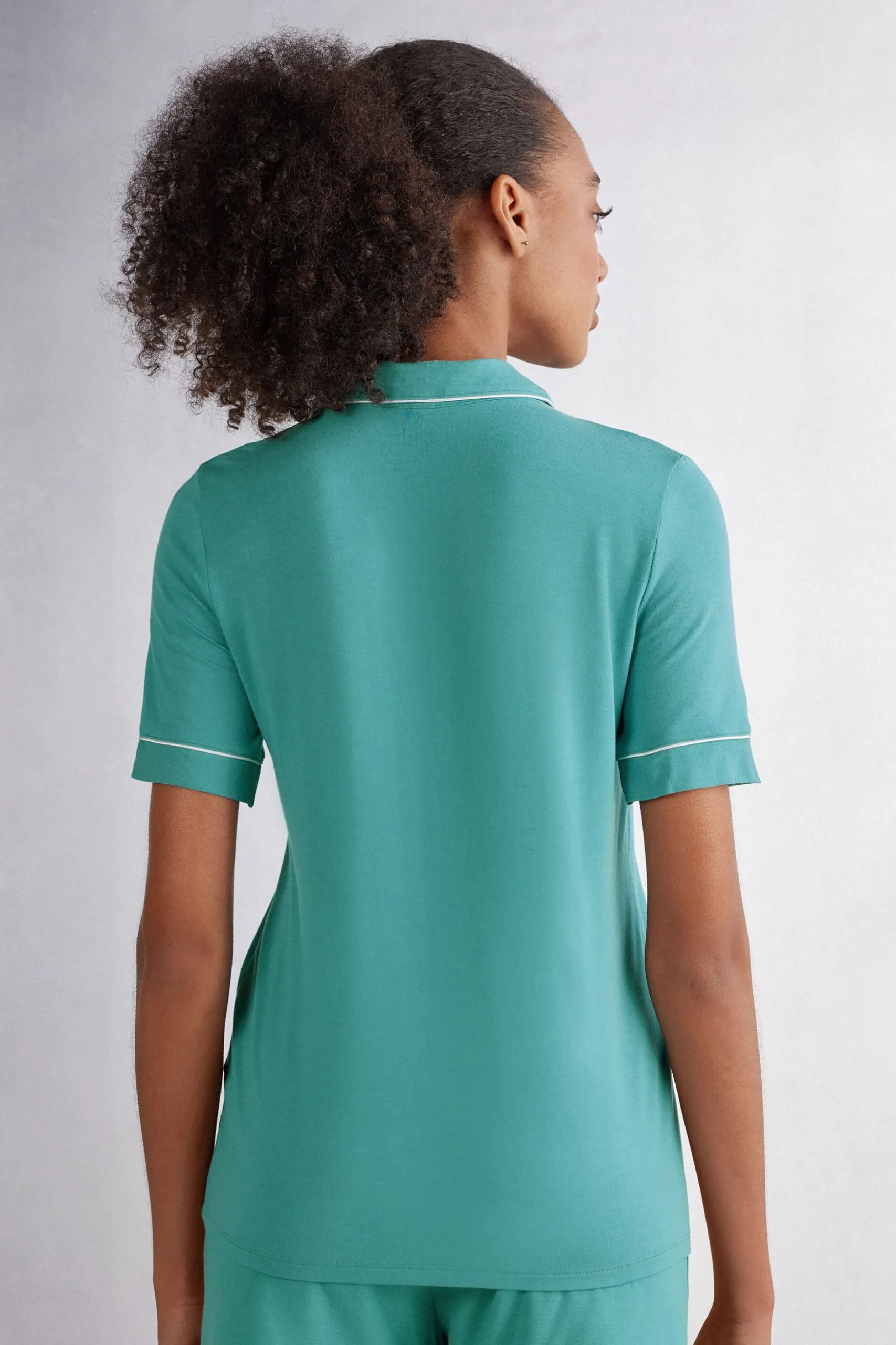 Maglia Manica Corta Aperta Davanti in Modal