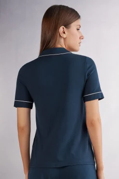 Maglia Manica Corta Aperta Davanti in Modal