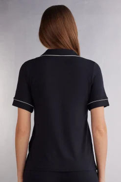Maglia Manica Corta Aperta Davanti in Modal