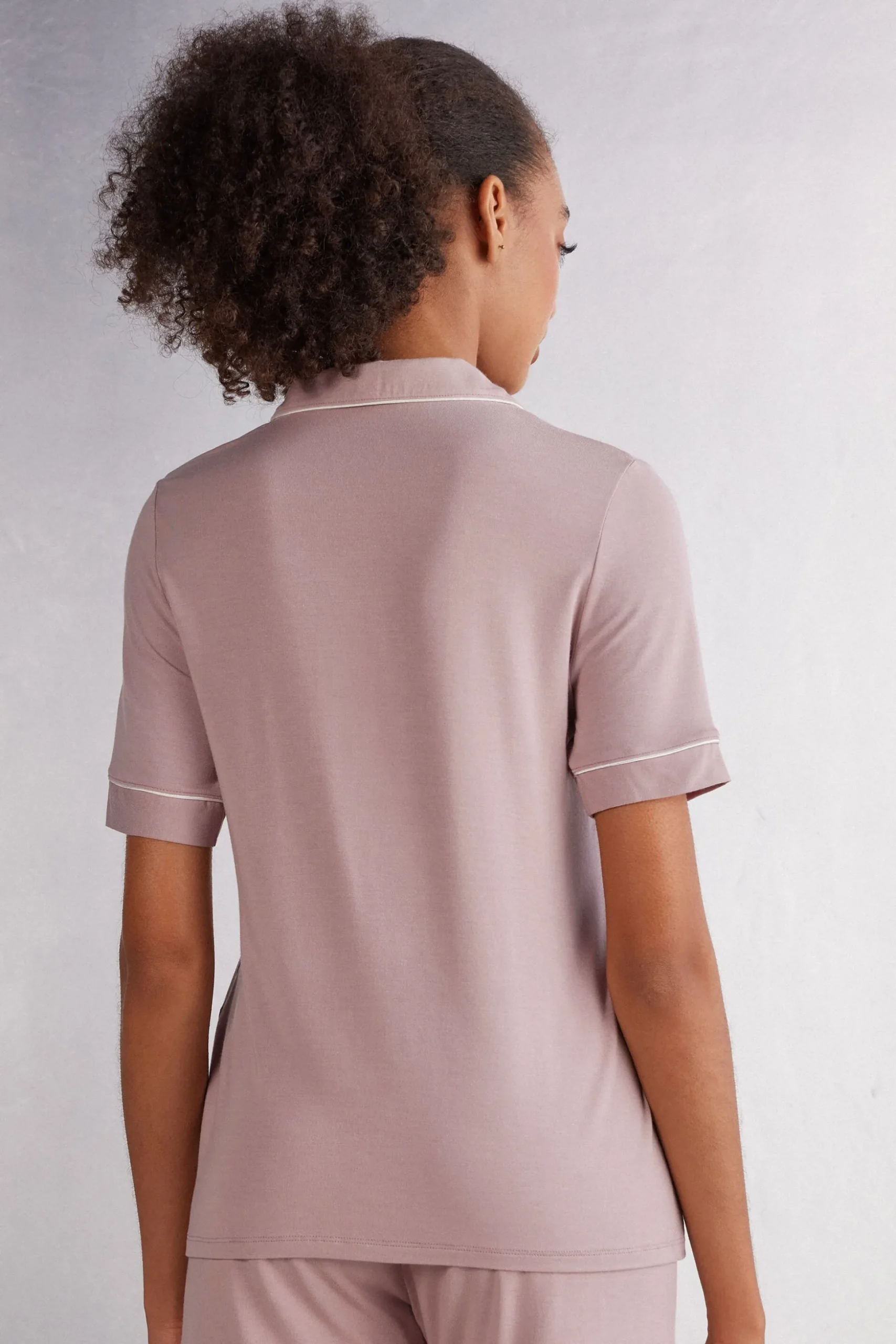 Maglia Manica Corta Aperta Davanti in Modal