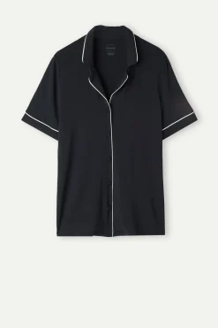 Maglia Manica Corta Aperta Davanti in Modal