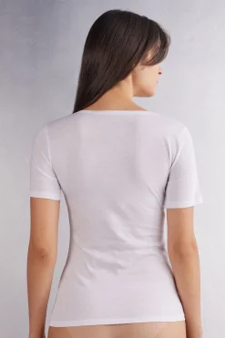 Maglia Manica Corta con Scollo a V in Cotone Ultrafresh