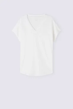 Maglia Manica Corta con Scollo a V in Lino