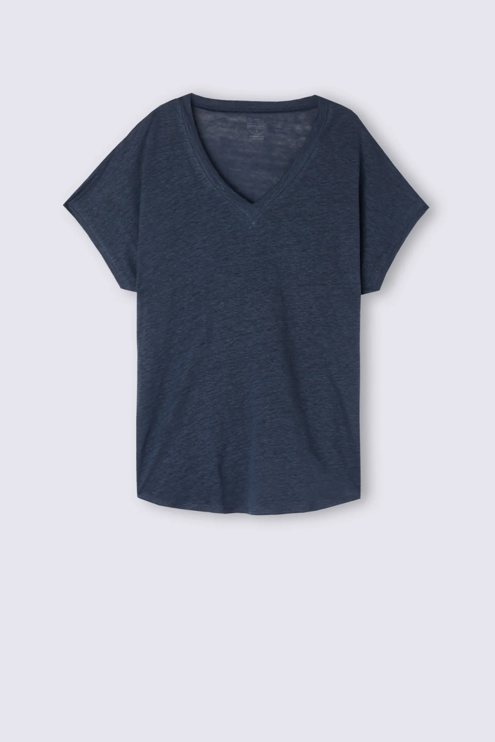 Maglia Manica Corta con Scollo a V in Lino