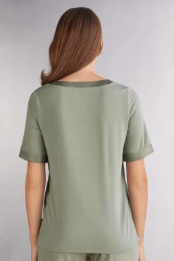 Maglia Manica Corta in Modal Satin Details